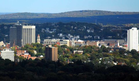 Photo of the Worcester,  Massachusetts skyline.
